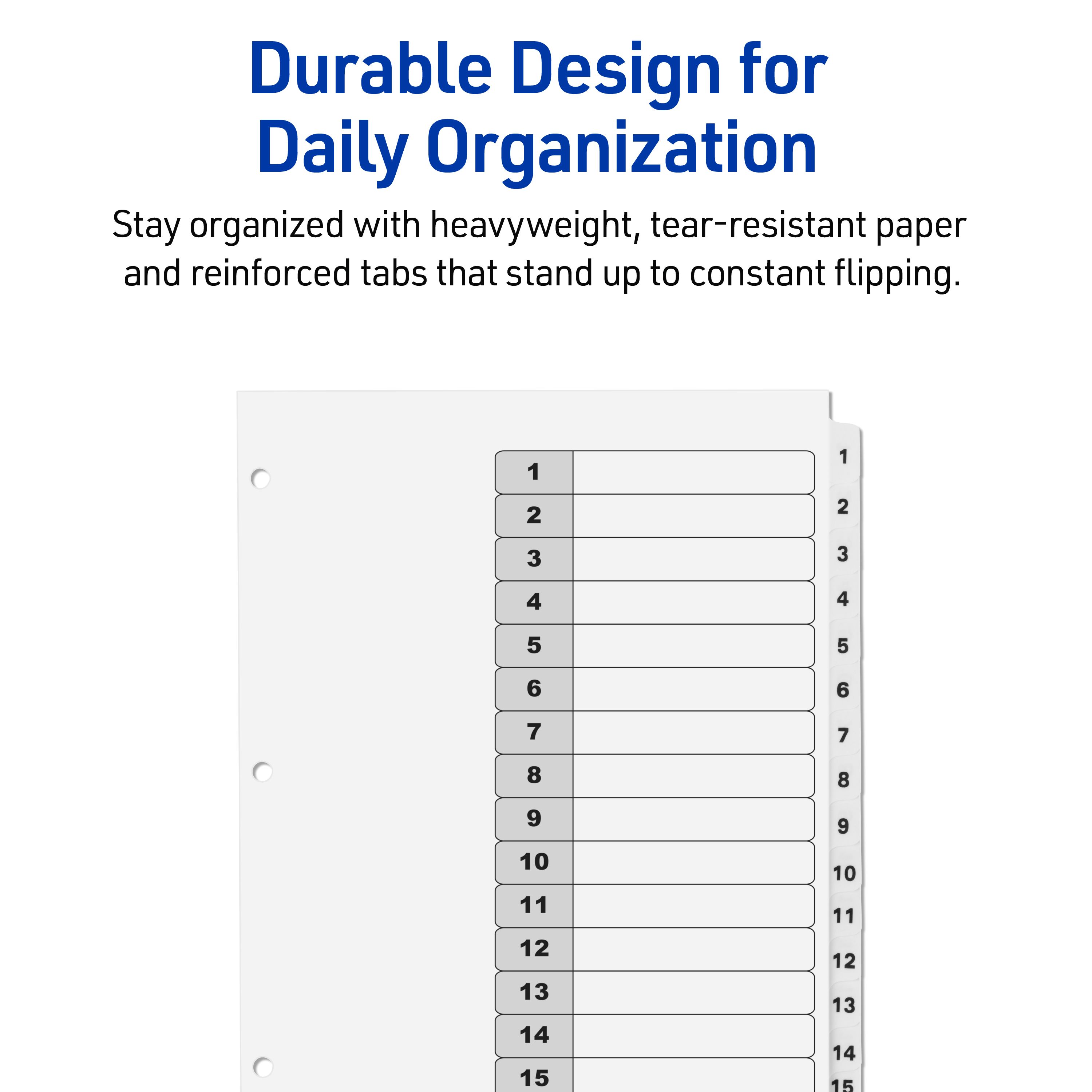 Ready Index® Dividers, 15 Tab Sets, 6 Sets 11825 | Avery